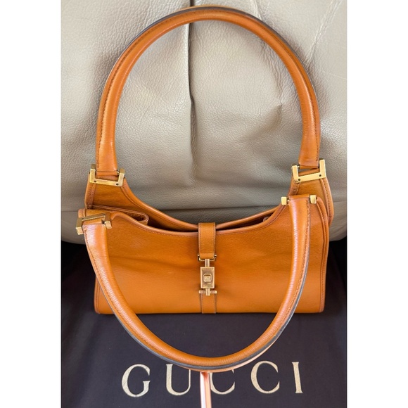 Certified Authentic Gucci Jackie Tan Leather Bag, COA - Picture 7 of 14